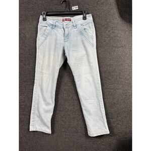 Versace Signature Jeans Womens Light Wash Straight Leg Embroidered Pockets Denim